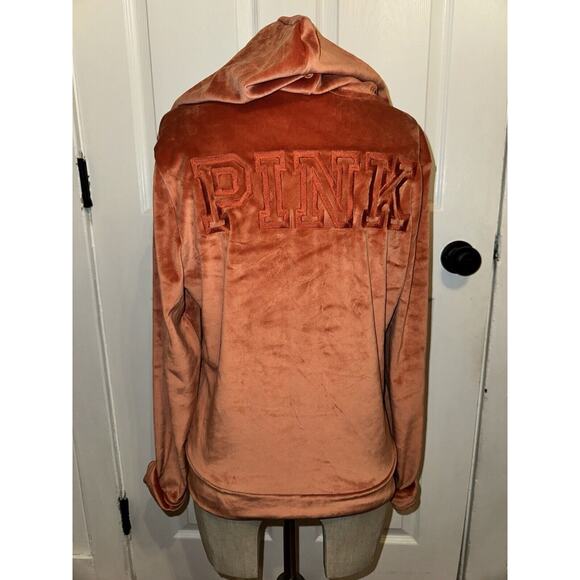 Victoria’s Secret PINK Velvet Orange Full Zip Hoodie Logo NEW Size S Small - Picture 3 of 4
